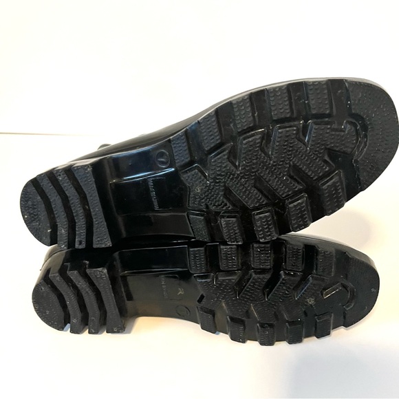 Time And Tru Women’s Black Glossy Mid Calf Pull On Rain Boots PVC Chunky Sole 7 - Picture 5 of 7